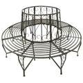 Roundabout Circular Outdoor Garden Tree Bench in Heavy Duty Grey Steel