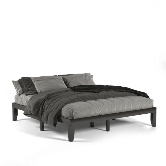 14 Inch Modern Rubberwood Chocolate Platform Bed in King Size-2
