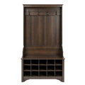 Dark Brown Entryway Hall Tree Shoe Cubbie Coat Rack-0