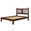 Queen size Solid Pine Wood Platform Bed Frame with Headboard in Cherry-0