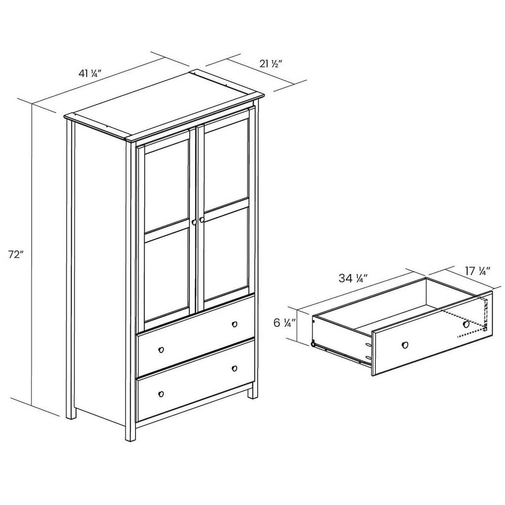Solid Wood Bedroom Armoire Wardrobe Cabinet with Hanging Bar in Cherry Finish-4