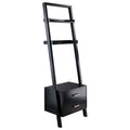 Modern Black 2 Drawer Entryway Shelf Leaning Ladder Bookshelf Bookcase-0