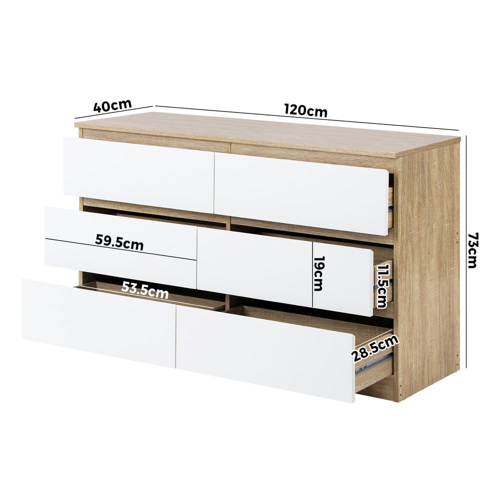 NNEED 6 Chest of Drawers Tallboy Cabinet Dresser Table Wooden White Furniture-3