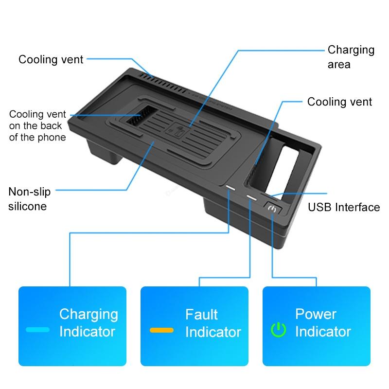 NNEIDS 10W Wireless Charger For Volkswagen Teramont 2021 - Qi Standard Quick Charging-0
