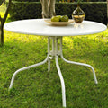 Round Patio Dining Table in White Outdoor UV Resistant Metal-0