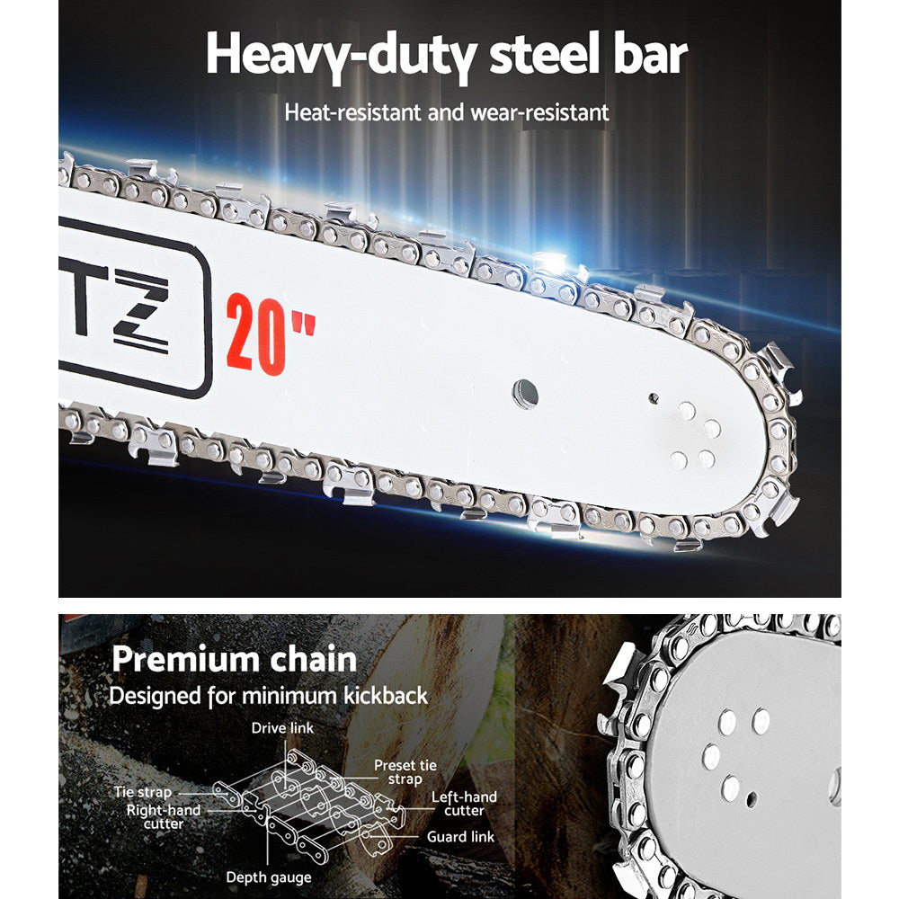 NNEDSZ 52CC Petrol Commercial Chainsaw Chain Saw Bar E-Start Pruning-3