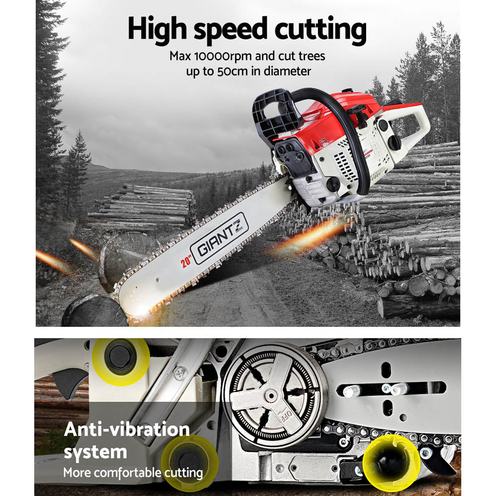 NNEDSZ 52CC Petrol Commercial Chainsaw Chain Saw Bar E-Start Pruning-4