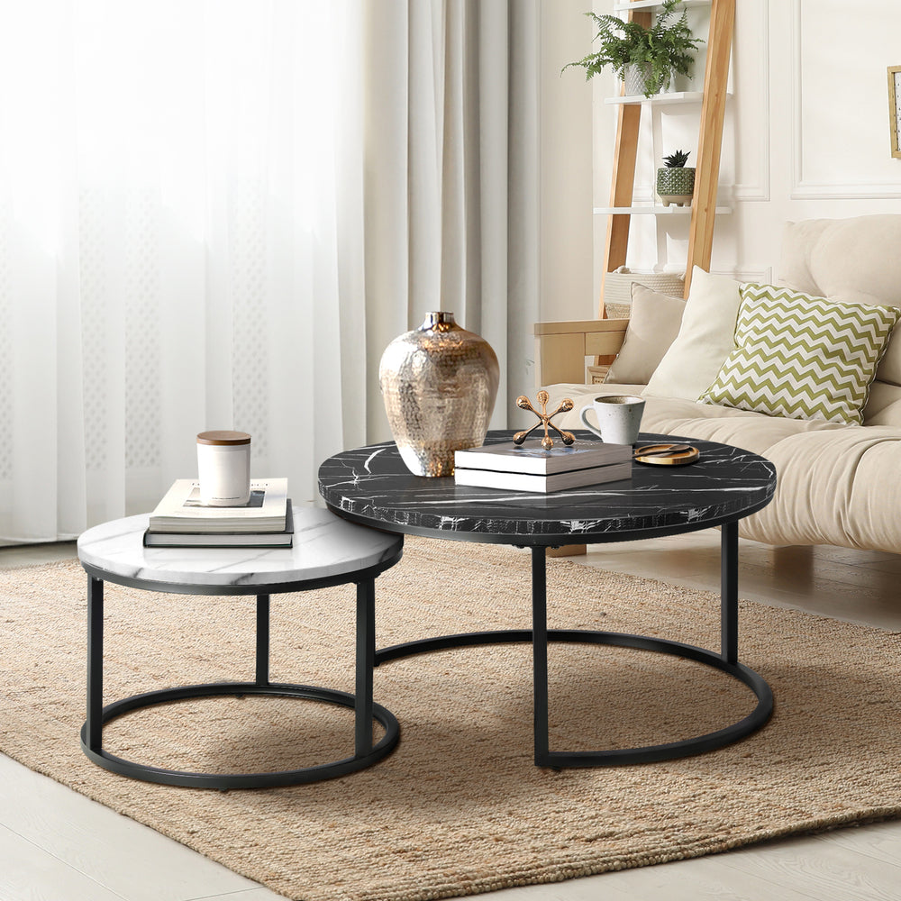 NNEED Nesting Coffee Table Round Marble Black&White-4