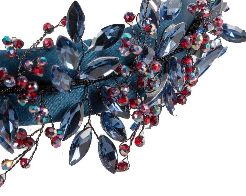 Blue crystals fascinator headband by Cupids Millinery