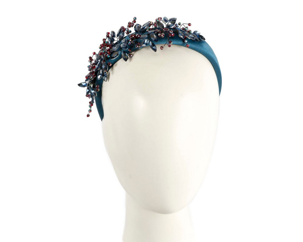 Blue crystals fascinator headband by Cupids Millinery