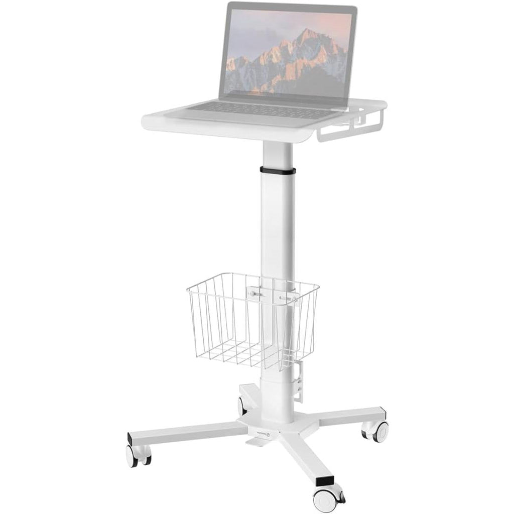 Hospital Style White Mobile Stand-Up Computer Desk Portable Workstation-0