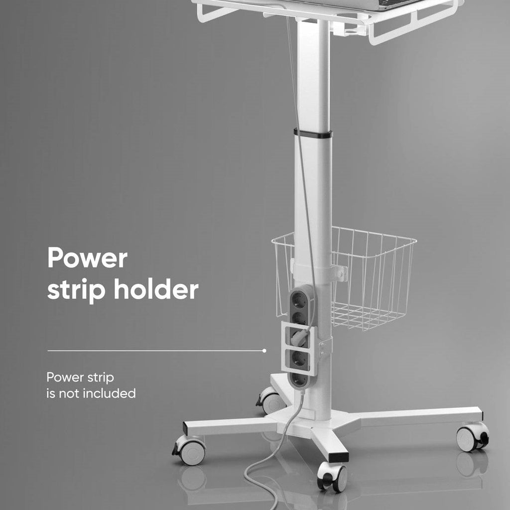 Hospital Style White Mobile Stand-Up Computer Desk Portable Workstation-3
