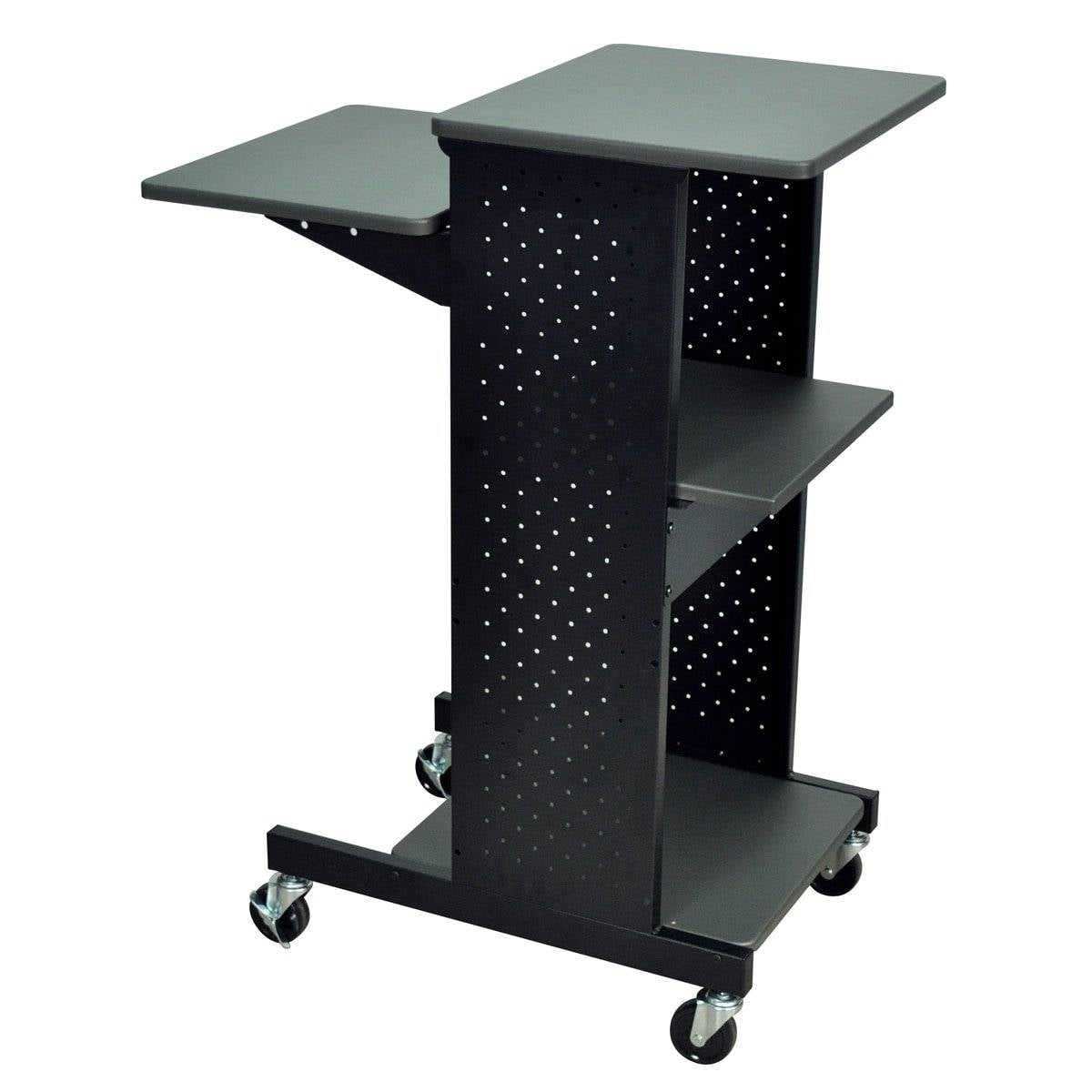 Dark Grey Metal Multifunction Mobile Stand-Up Computer Desk Workstation-0