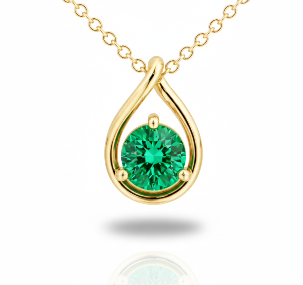 Celeste Teardrop Emerald Necklace-0
