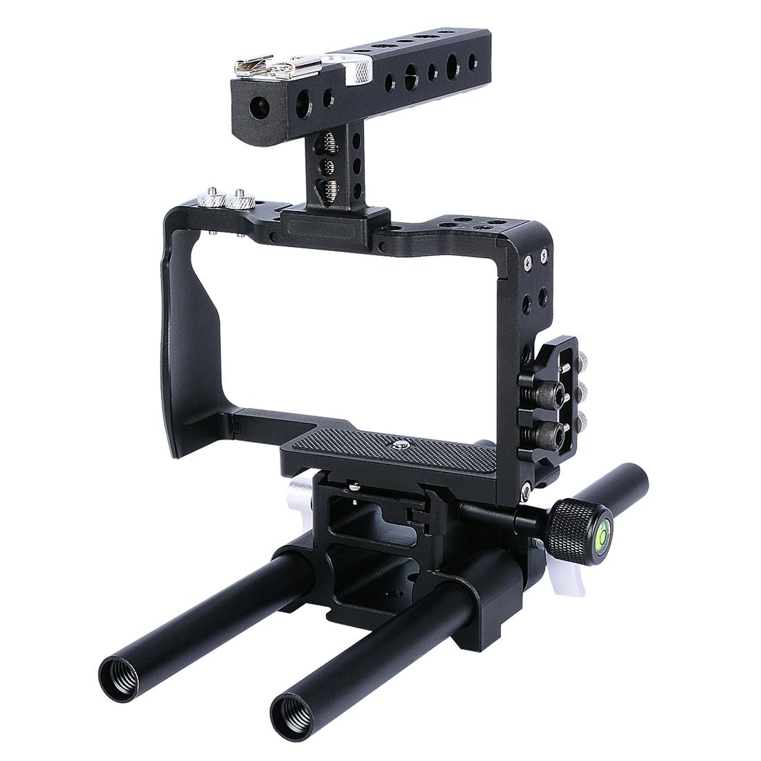 NNEIDS Sony A6000 / A6300 / A6400 / A6500 Camera Cage Stabilizer With Handle - Black-0