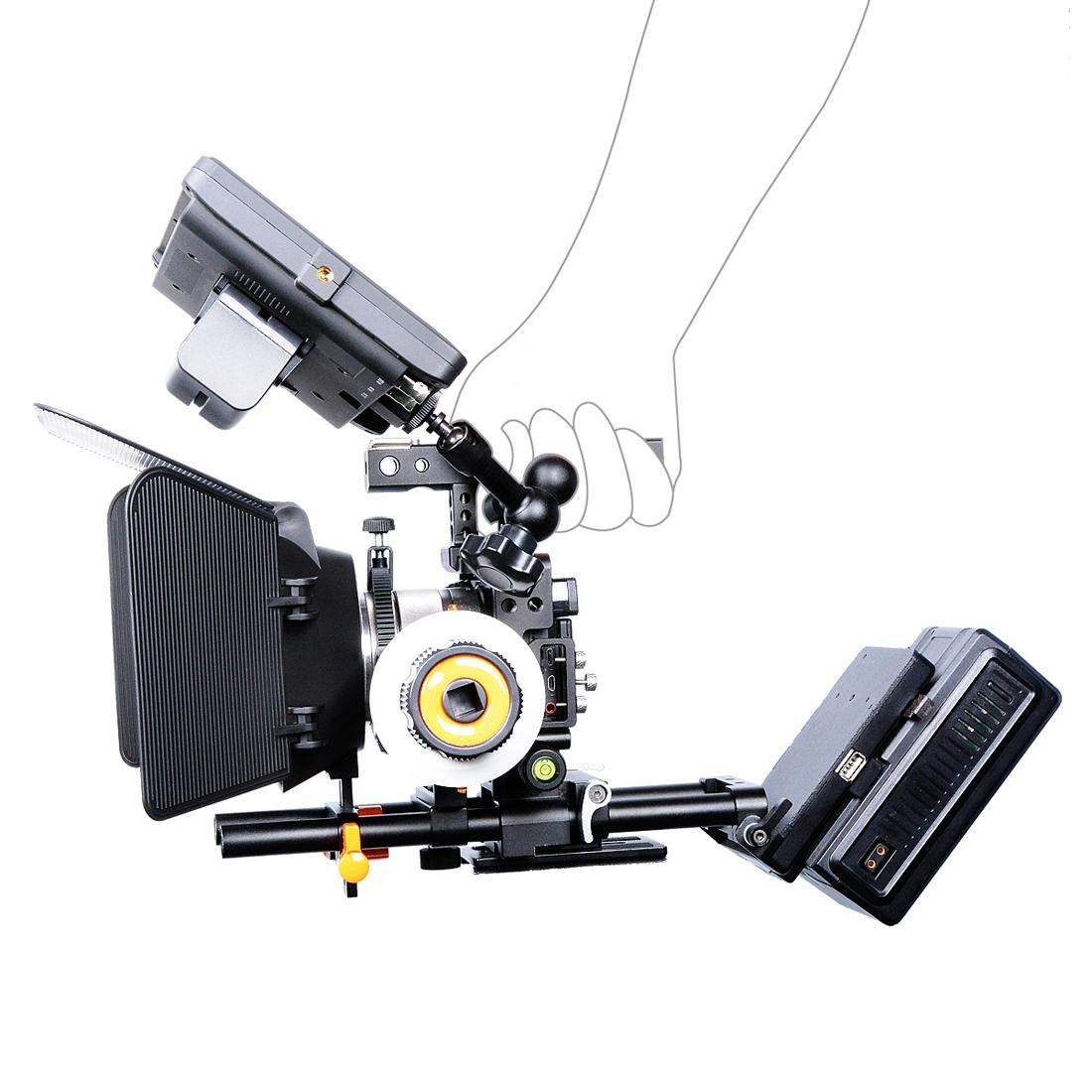 NNEIDS Sony A6000 / A6300 / A6400 / A6500 Camera Cage Stabilizer With Handle - Black-1