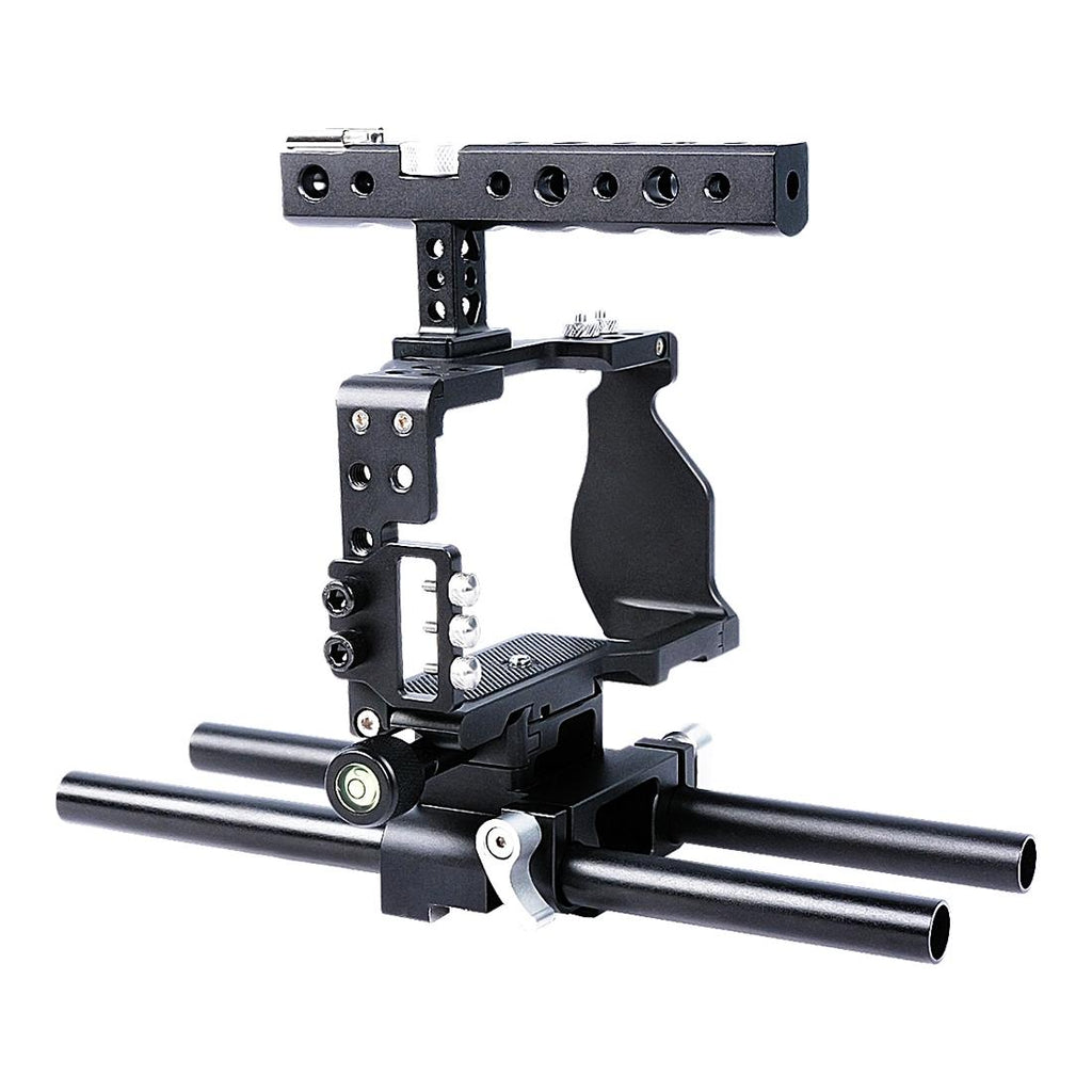 NNEIDS Sony A6000 / A6300 / A6400 / A6500 Camera Cage Stabilizer With Handle - Black-3