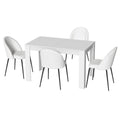NNEDSZ 1 Artiss Dining Table and 4 Chairs Set White Sherpa-0