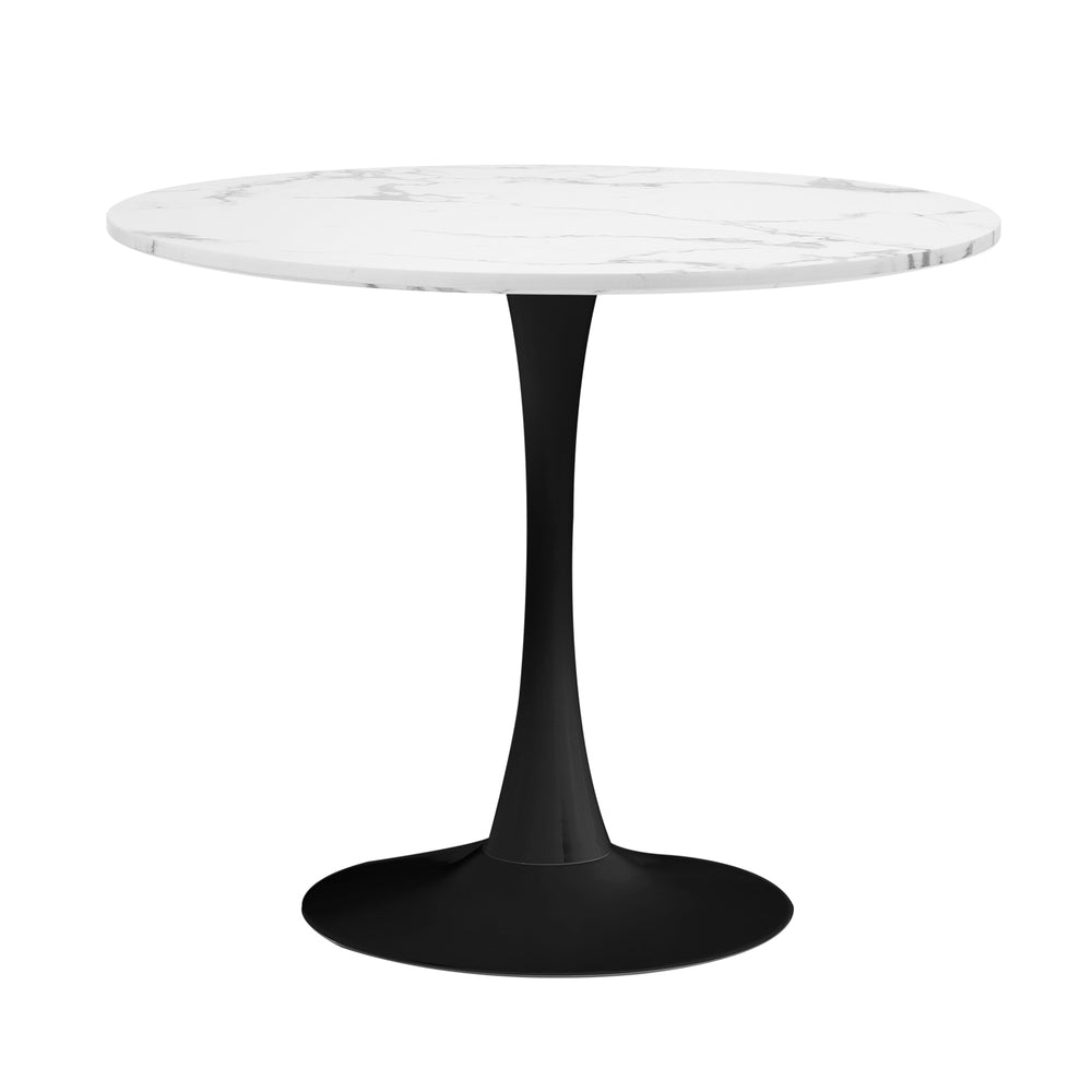 NNEED 90cm Dining Table Marble Tulip Shape White&Black-0