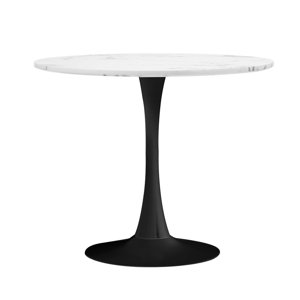 NNEED 90cm Dining Table Marble Tulip Shape White&Black-4