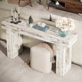 Modern Farmhouse 63-inch Console Sofa Table in Rustic White Wood Finish-0