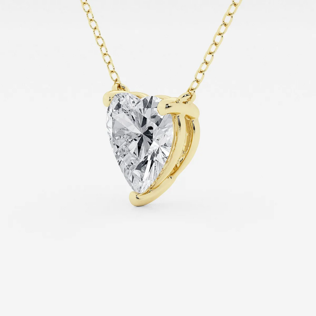 2.00 CTW Floating Heart Shape Lab Grown Diamond Solitaire Pendant Necklace F/G VS1 AGI Certified in 14K White or Yellow Gold-3