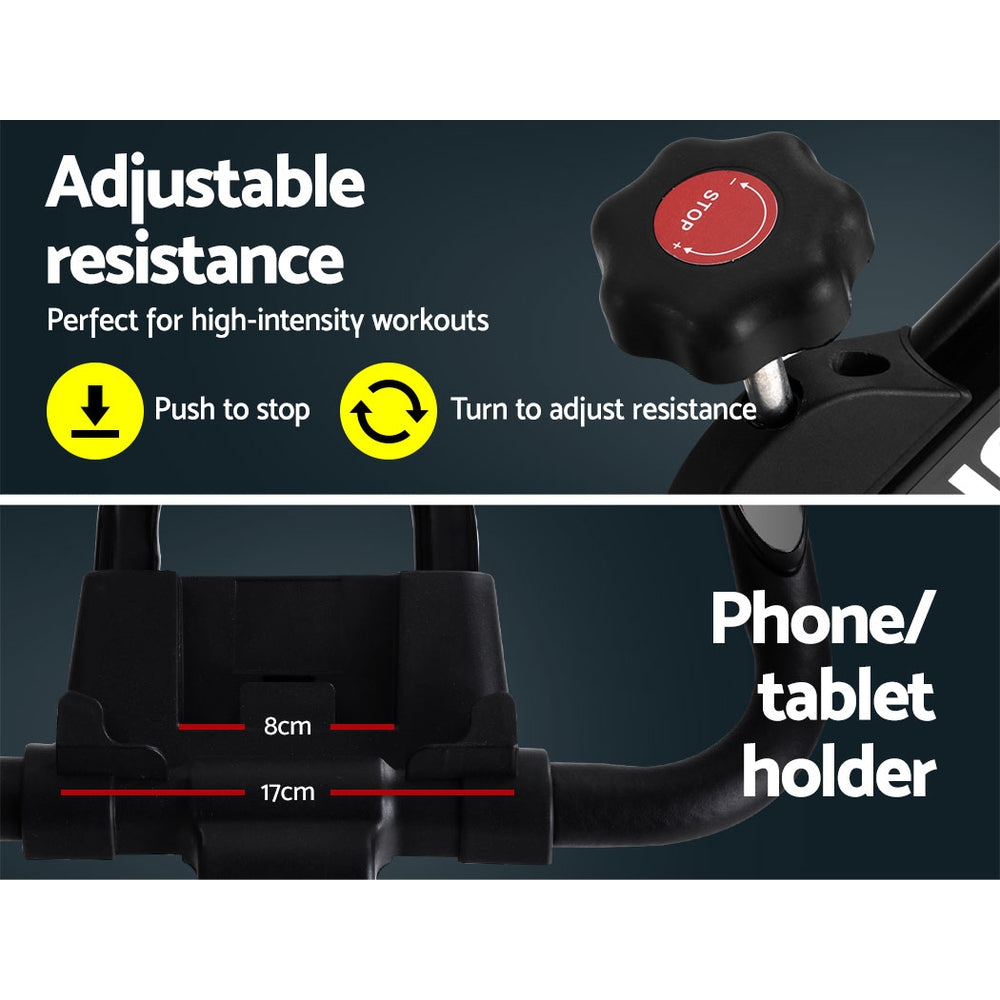 NNEDSZ Exercise Bike Flywheel Fitness Commercial Home Workout Gym Phone Holder Black-2