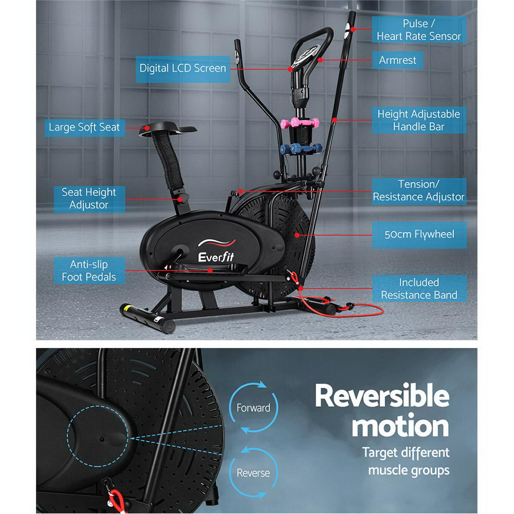 NNEDSZ 6in1 Elliptical Cross Trainer Exercise Bike Bicycle Home Gym Fitness Machine Running Walking-3