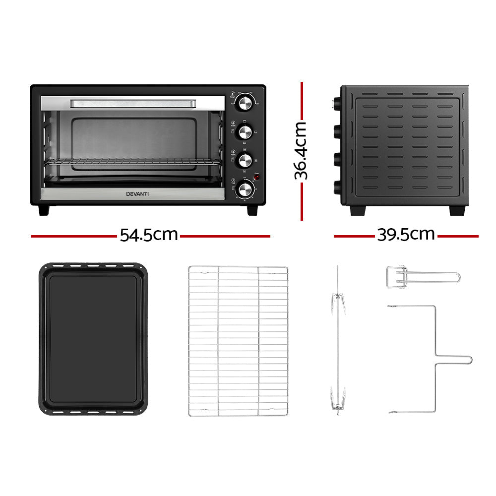 NNEDSZ Devanti 45L Convection Oven Electric Fryer Ovens 1800W-1