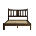 Queen Size Farmhouse Style Solid Wood Platform Bed with Headboard in Espresso-0