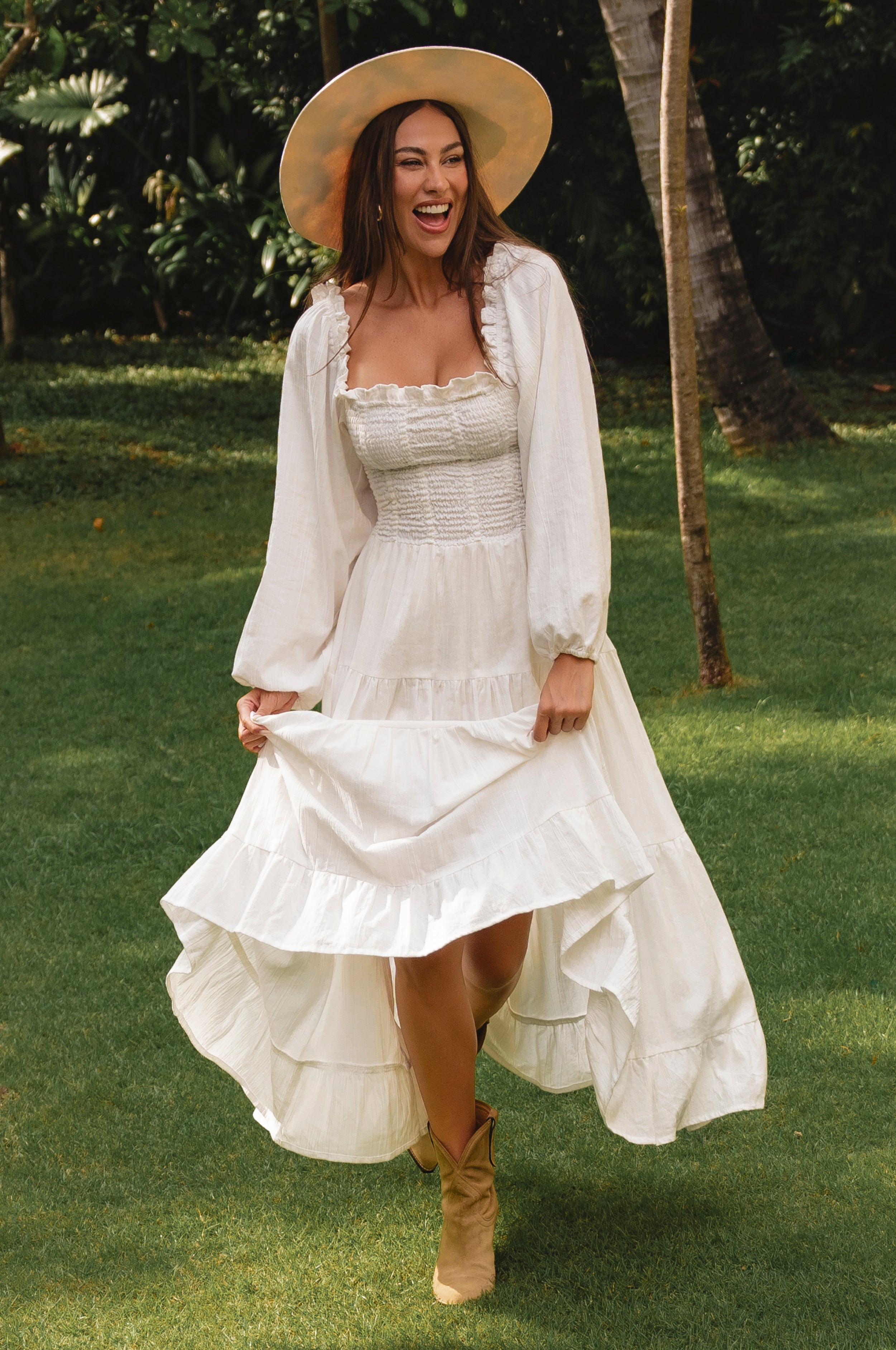 Evangeline Tiered Linen Midi Dress-0