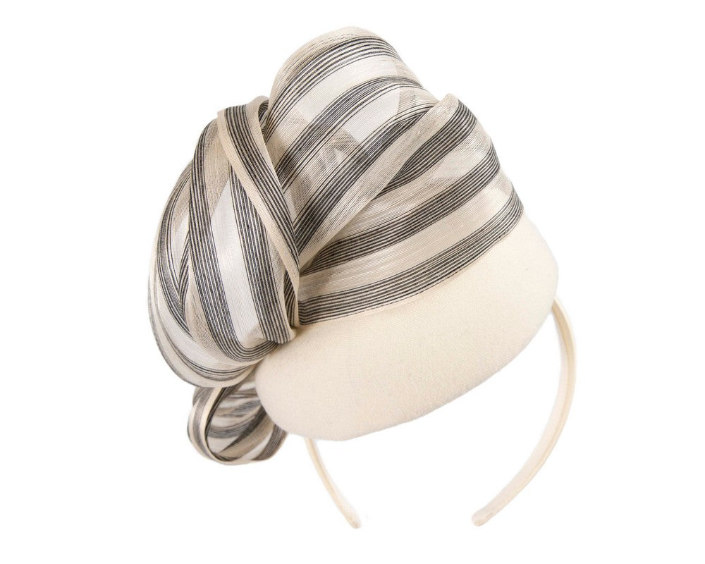 Bespoke cream black pillbox with bow by Fillies Collection-5
