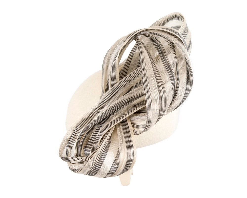Bespoke cream black pillbox with bow by Fillies Collection-2