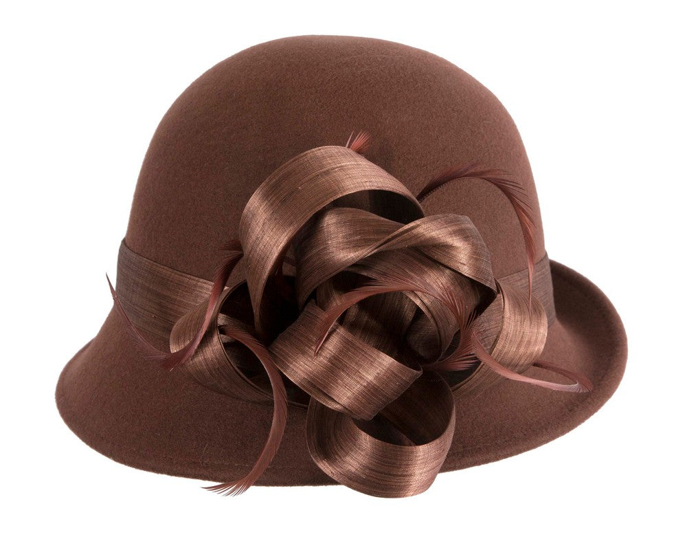 Exclusive chocolate brown cloche winter hat by Fillies Collection-3