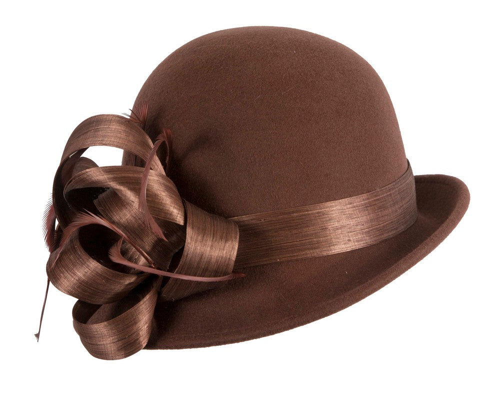 Exclusive chocolate brown cloche winter hat by Fillies Collection-1