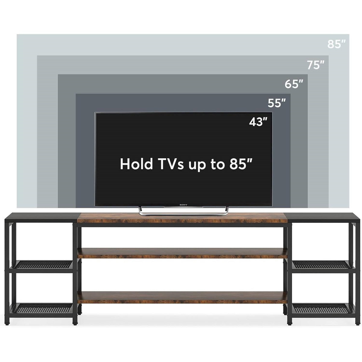Modern Industrial Metal Wood TV Stand Entertainment Center for TV up to 85-inch-3