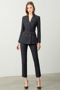 The Noir Élan Belted Stripped Suit-0