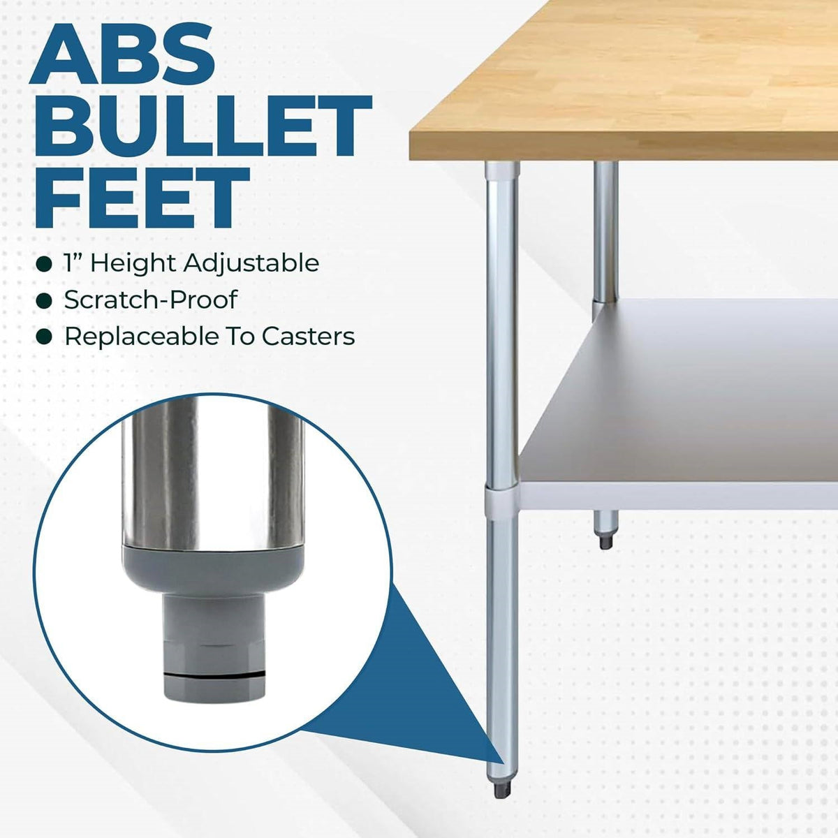 48 x 24 inch Wood-Top Heavy Duty Steel Utility Work Table Kitchen Island-3