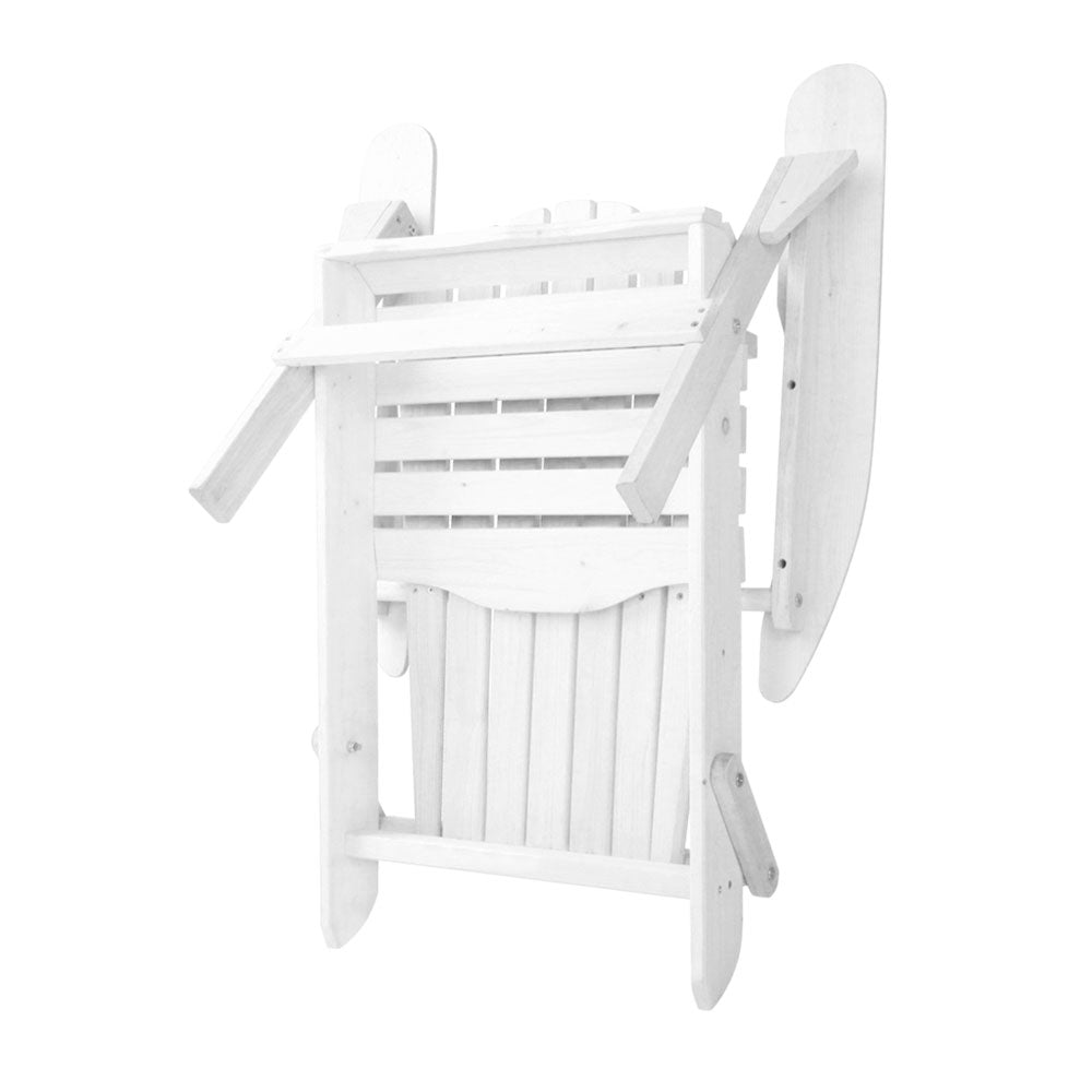 NNEDSZ 3 Piece Outdoor Adirondack Beach Chair and Table Set - White-2