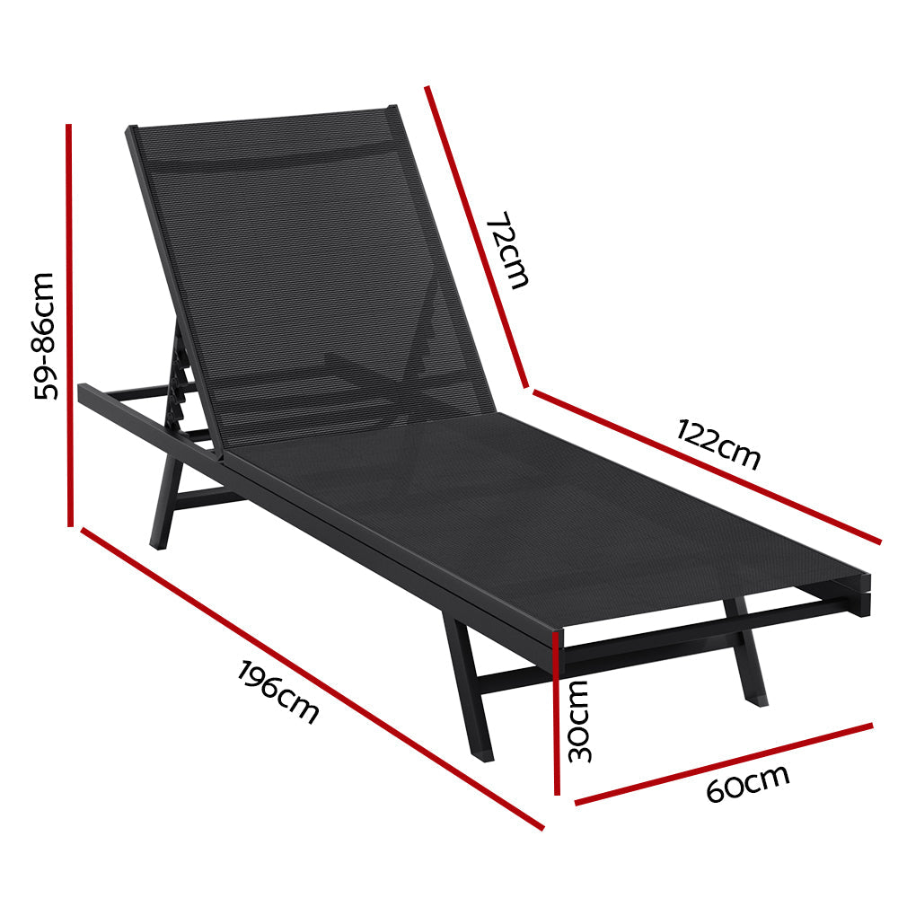 NNEDSZ Sun Lounge Outdoor Lounger Steel Beach Chair Patio Furniture Black-1