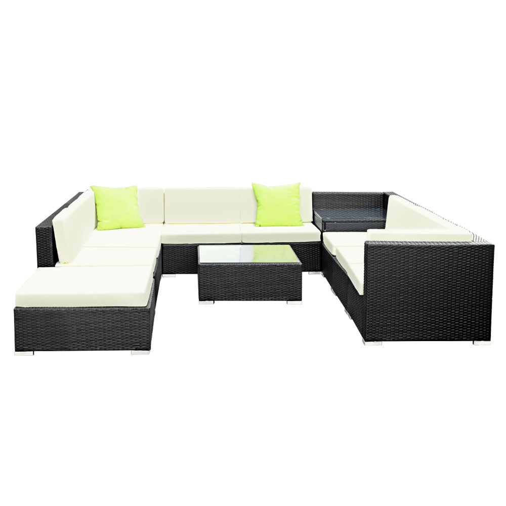 NNEDSZ 11PC Sofa Set with Storage Cover Outdoor Furniture Wicker-2