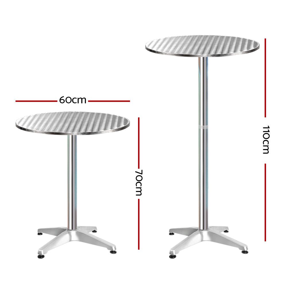 NNEDSZ Gardeon Set of 2 Outdoor Bar Table Aluminium Round 70/110CM-1