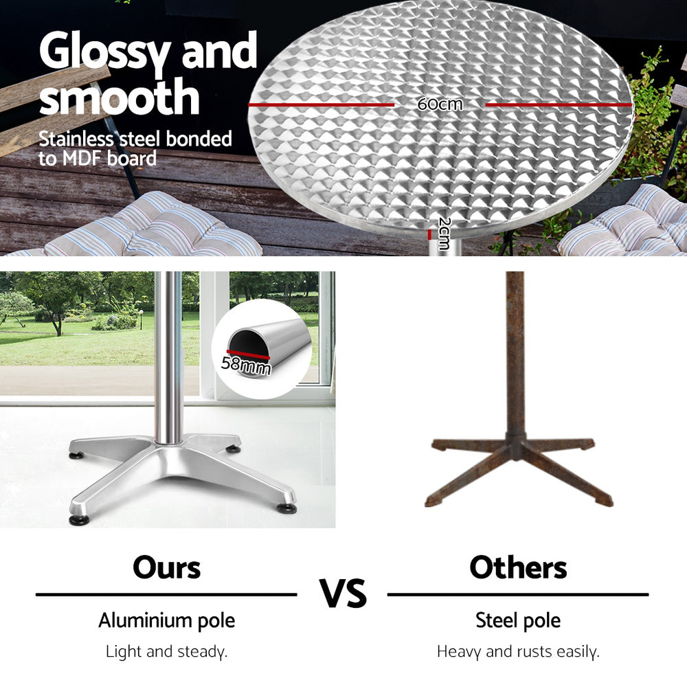 NNEDSZ Gardeon Set of 2 Outdoor Bar Table Aluminium Round 70/110CM-4