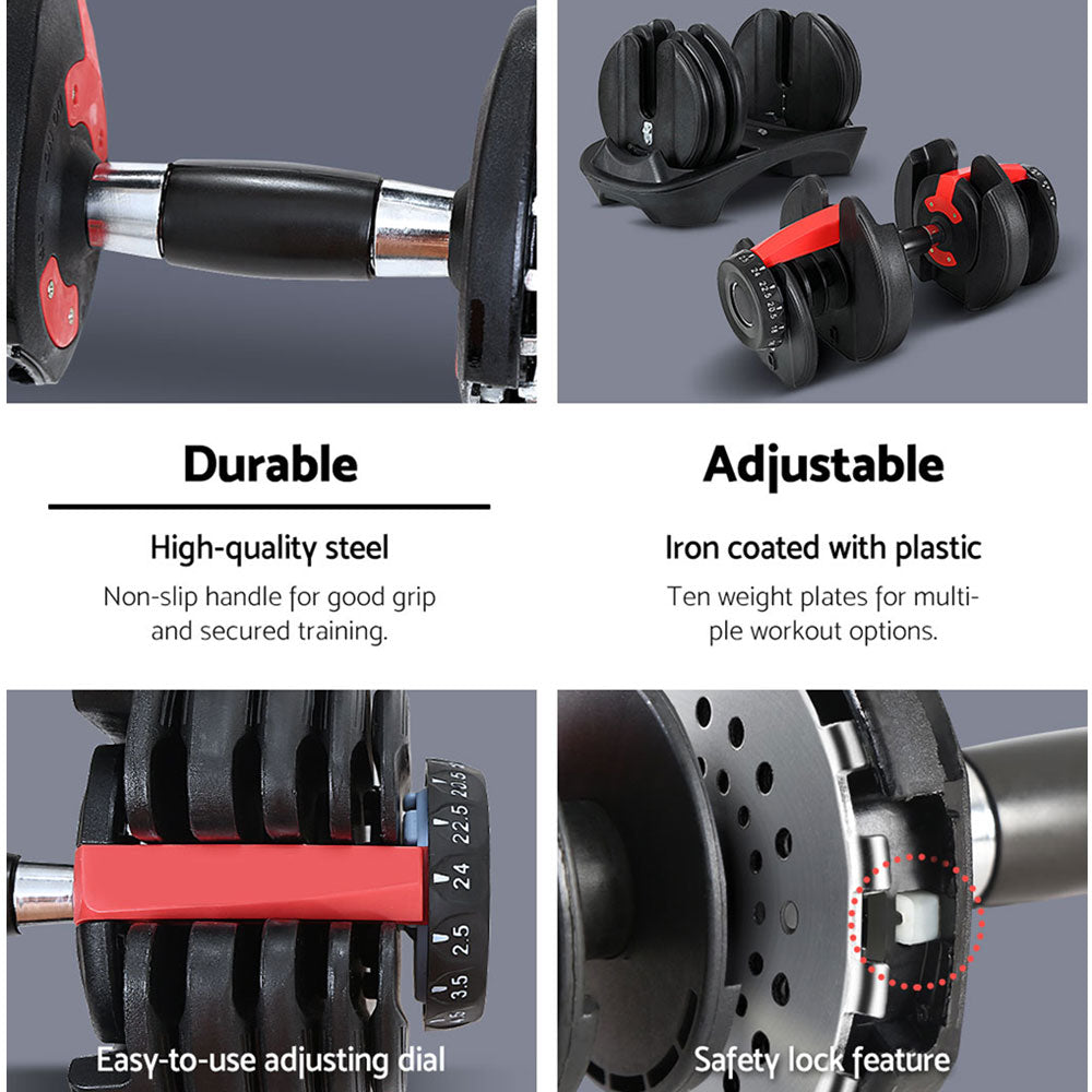 NNEDSZ 24kg Dumbbells Adjustable Dumbbell Weight Plates Home Gym 2pcs-3