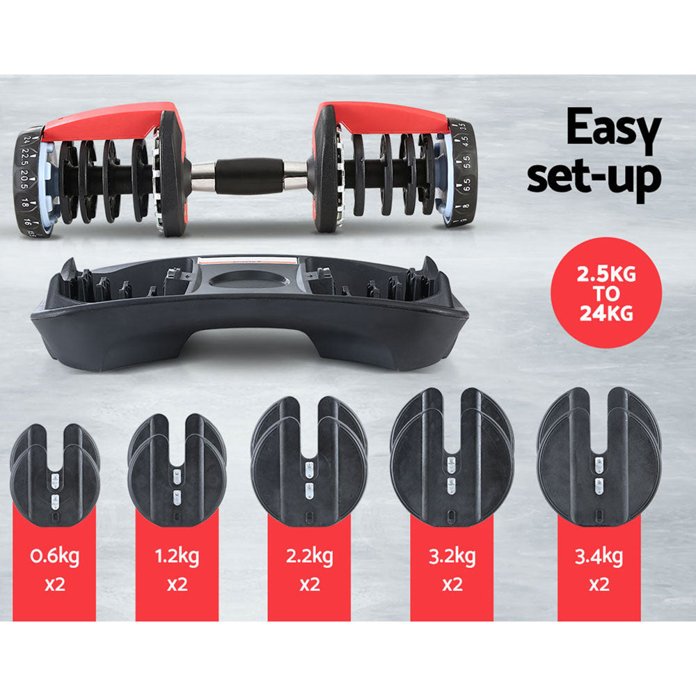 NNEDSZ 24kg Dumbbells Adjustable Dumbbell Weight Plates Home Gym 2pcs-4
