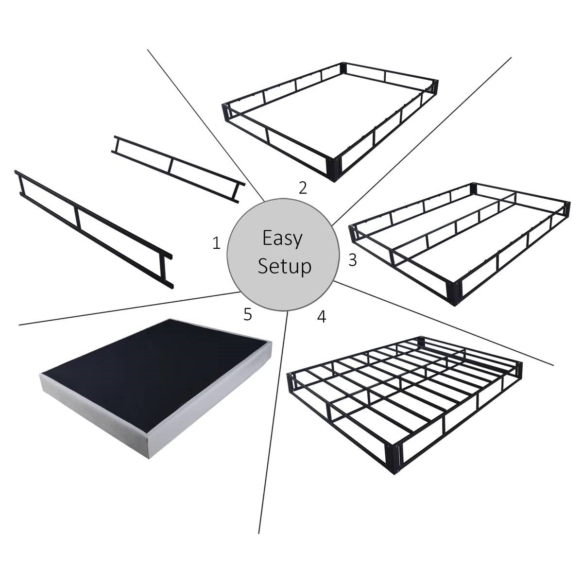 Full size 7.8-inch Metal Frame Box-Spring Foundation for Mattress with Cover-3
