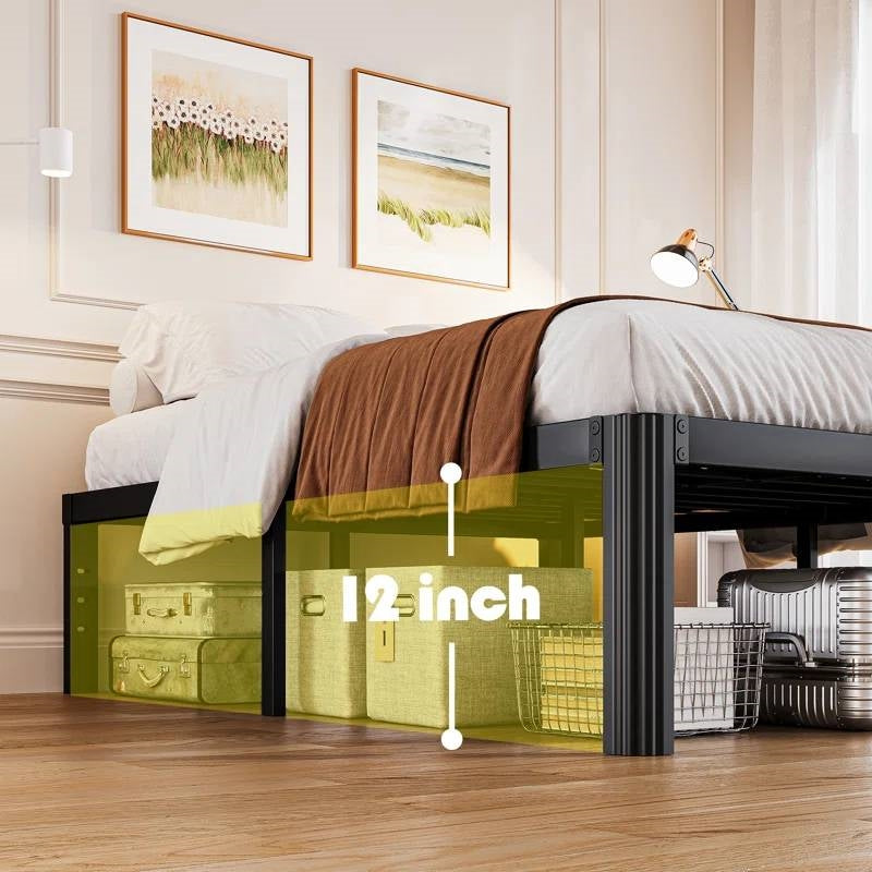 Full size Heavy Duty Metal Bed Frame Platform with Round Edge Legs-2