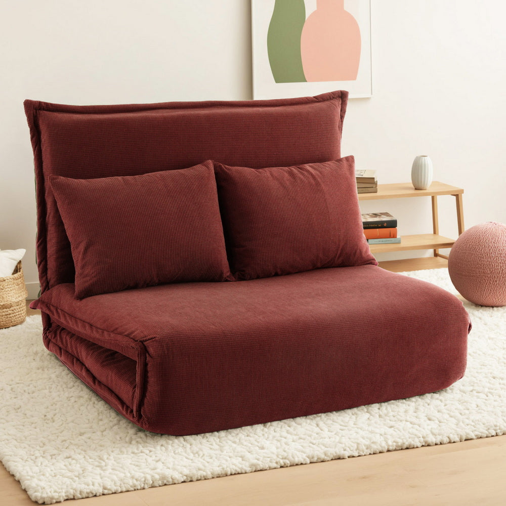 Artiss Floor Lounge Sofa Bed Foldable 2 Seater Orange-0