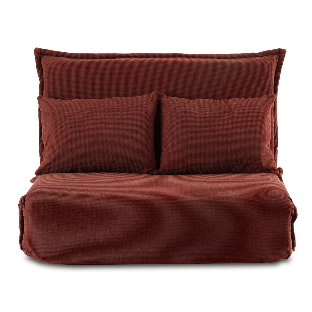 Artiss Floor Lounge Sofa Bed Foldable 2 Seater Orange-2