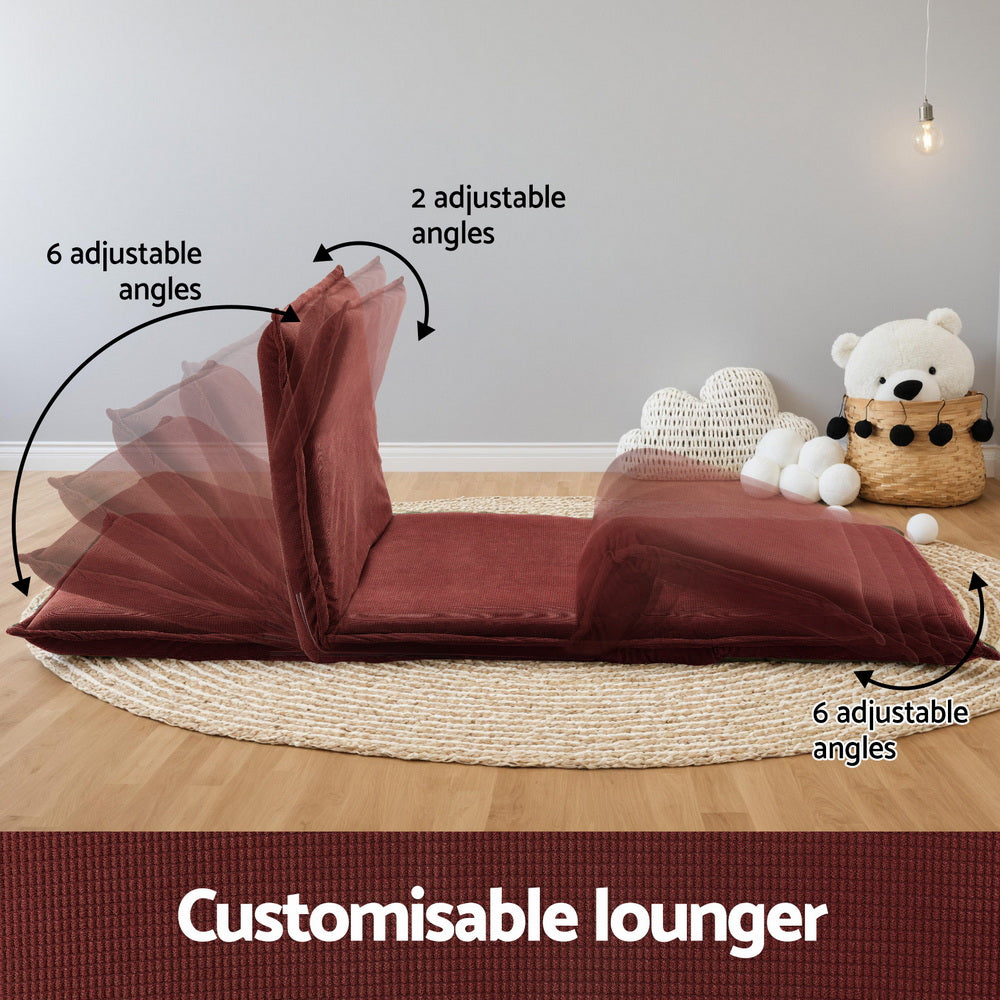 Artiss Floor Lounge Sofa Bed Foldable 2 Seater Orange-3